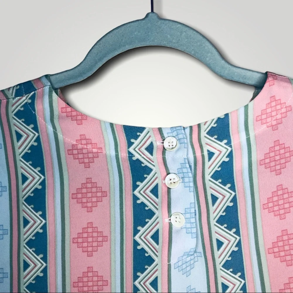 ALFRED DUNNER pink and blue shortsleeved blouse 10 - Picture 2 of 6